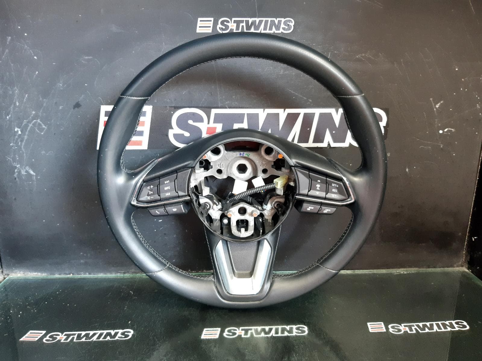 Used auto part listing image: 2019 MAZDA CX5 STEERING WHEEL LEATHER, NON PADDLE SHIFT TYPE, HEATED TYPE, KF, 02/17- 0000357202