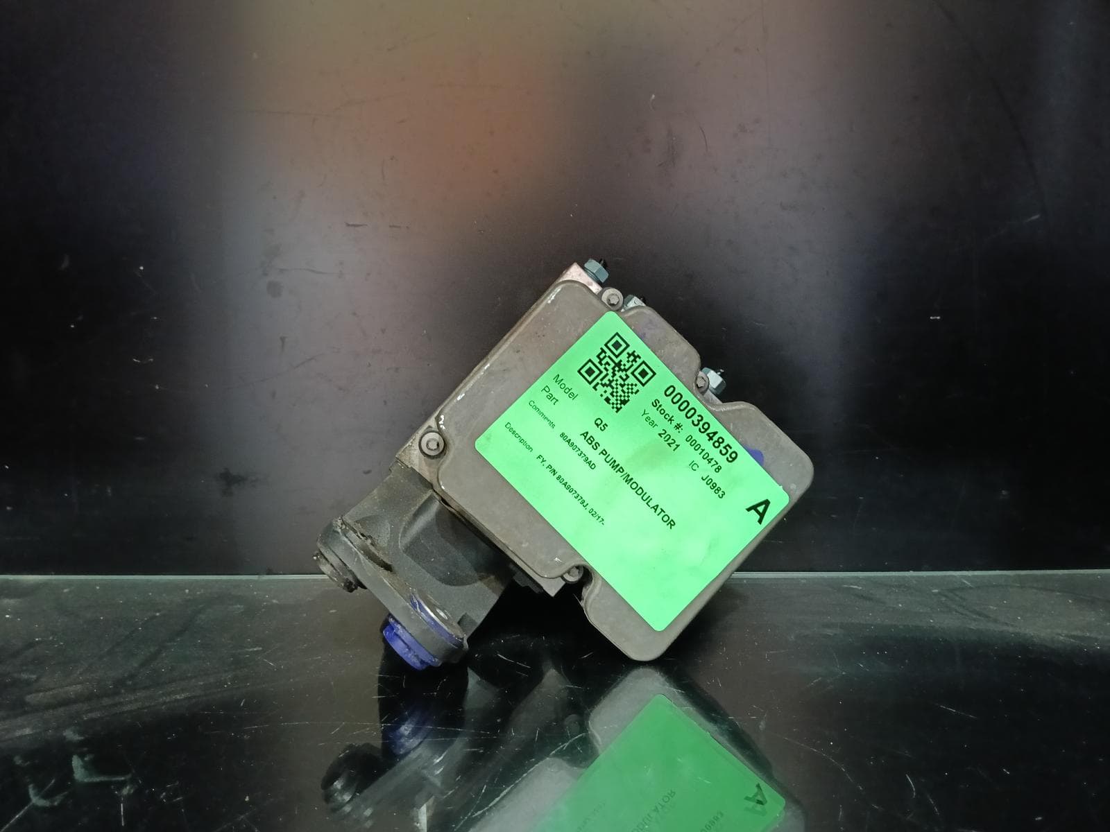 Used auto part listing image: 2021 AUDI Q5 ABS PUMP MODULATOR FY, P/N 80A907379AD, 02/17- 0000394859