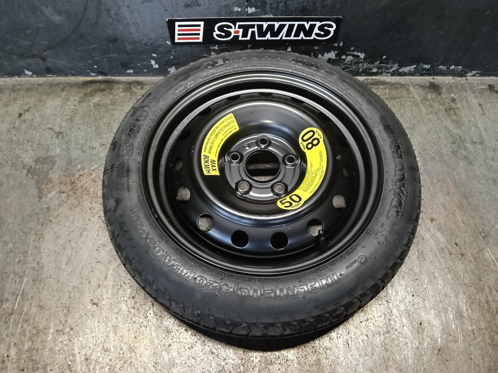 Used auto part listing image: 2022 HYUNDAI I30 WHEEL STANDARD STEEL PD, SPACE SAVER SPARE, HATCH (S. KOREA VIN KMHH), N LINE, 03/17-12/23 0000404516
