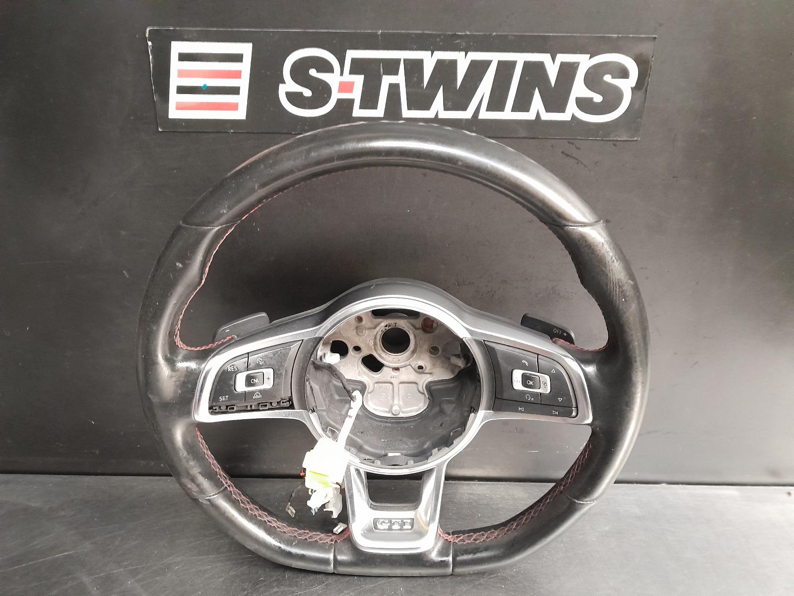 2014 VOLKSWAGEN GOLF STEERING WHEEL LEATHER, GTi, NON ADAPTIVE CRUISE CONTROL TYPE, GEN 7, 12/12-03/17 0000291724