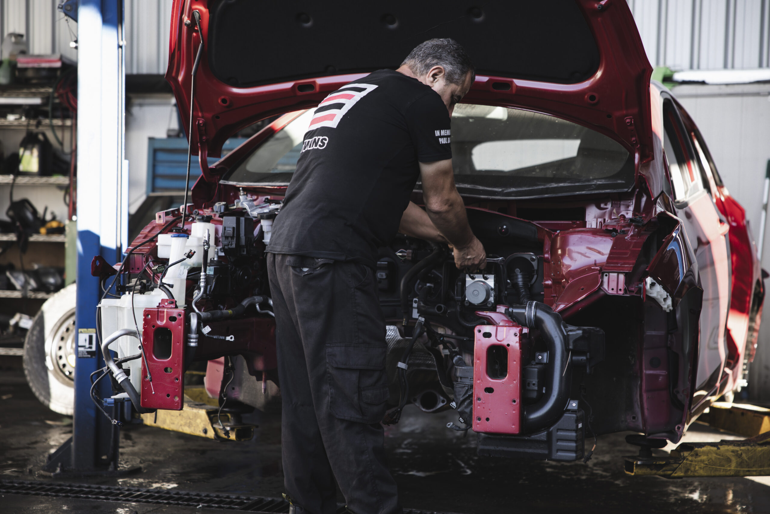 Mechanic Working on Engine